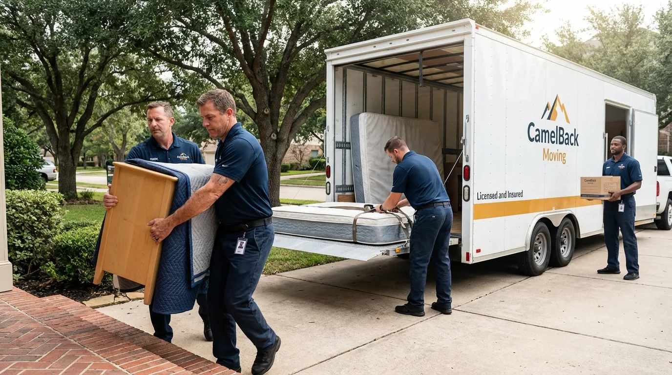 Crew loading residential truck for cross-state move from Harrisburg, PA