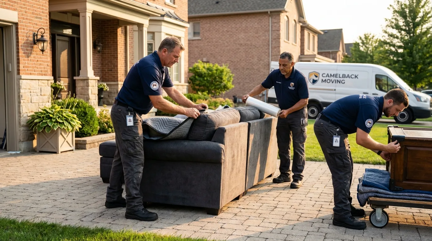 Large estate moving crew wrapping furniture in Harrisburg, PA