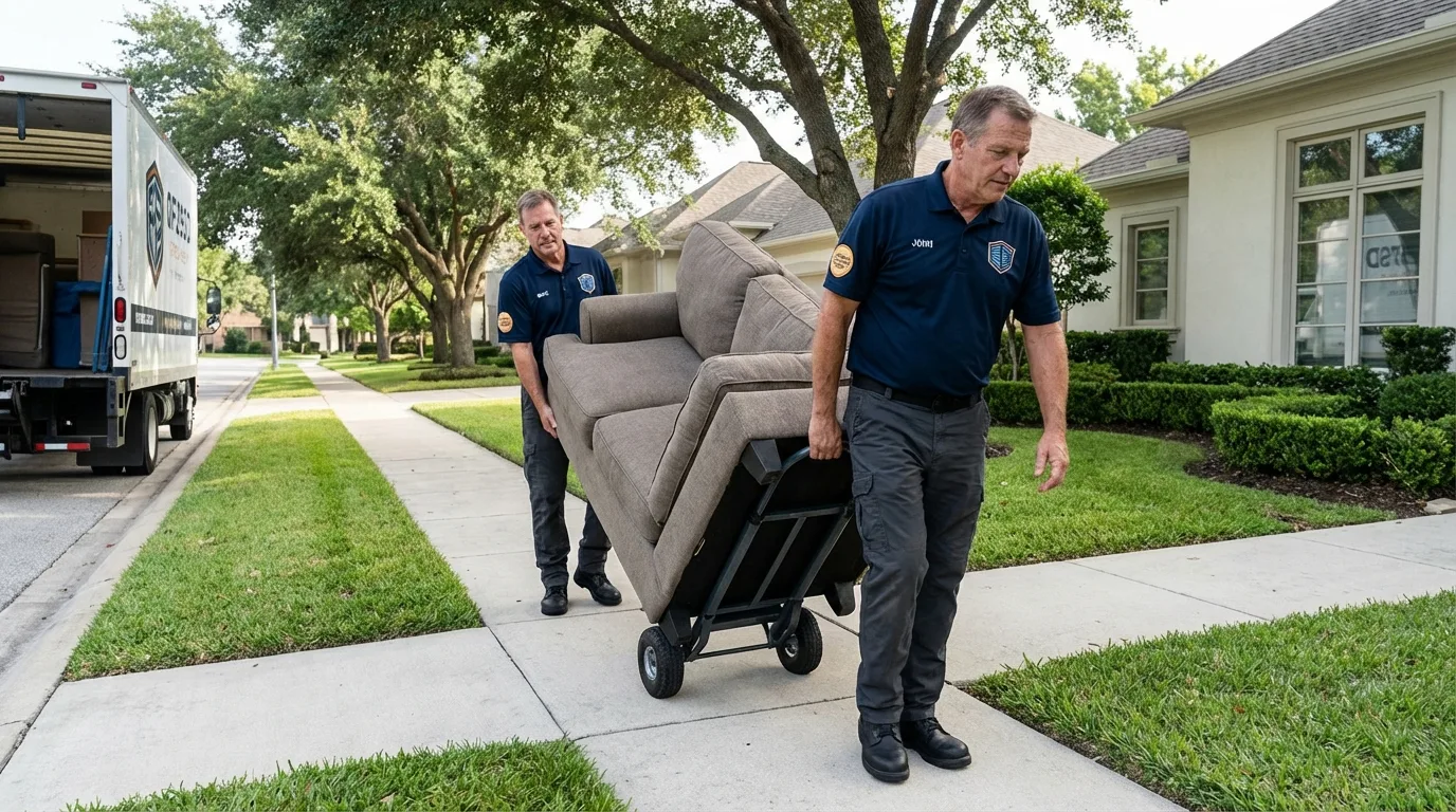 Local residential moving crew loading furniture in Harrisburg, PA