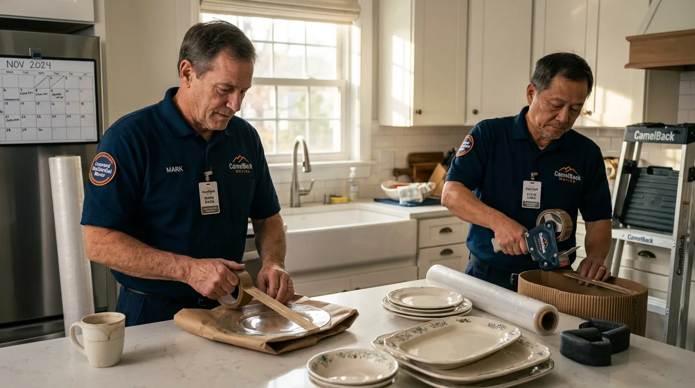 Professional crew packing kitchen dishware in Harrisburg, PA